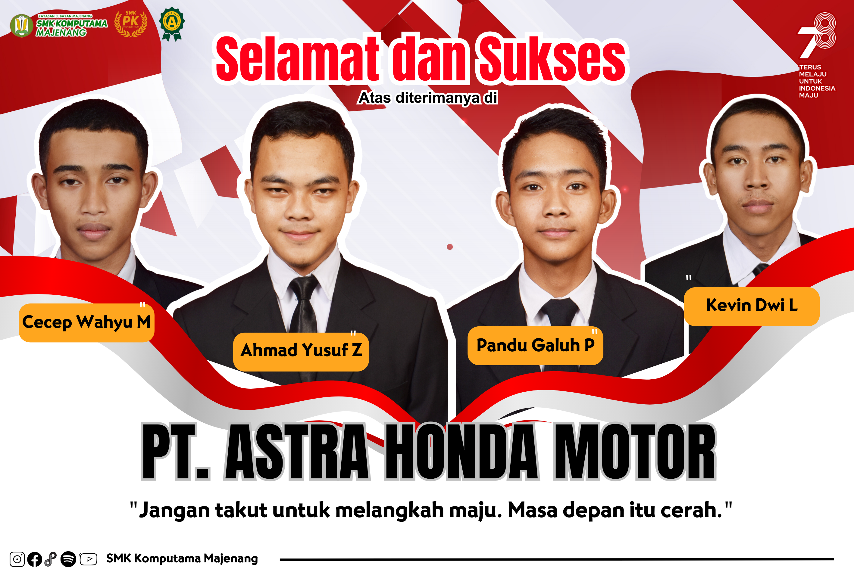 Prestasi Gemilang Peserta Didik SMK Komputama Majenang yang Diterima di PT. ASTRA HONDA MOTOR